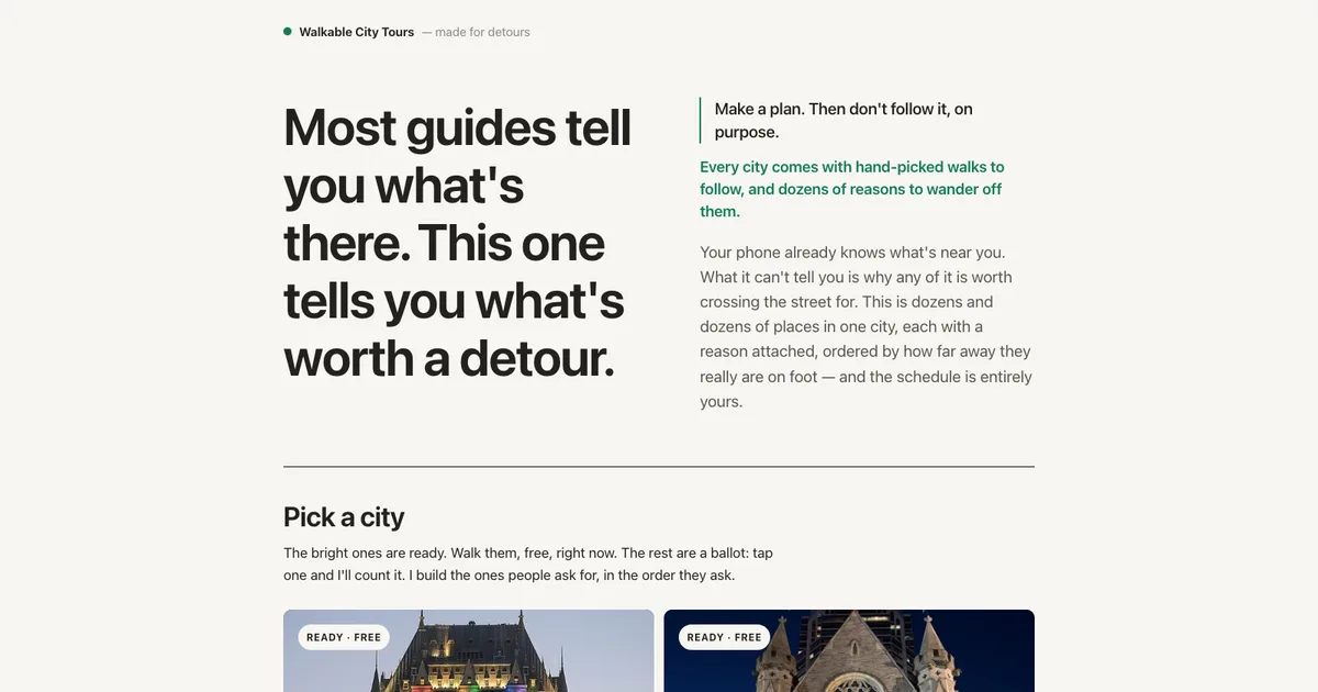 Screenshot of Walkable City Tours